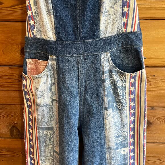 Free People Blue and White Patchwork Jumpsuit - Picture 6 of 10